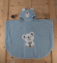 Sevimli Koala Desenli Kapüşonlu Bebek & Çocuk Panço Havlu Baveno (Açık Mavi)