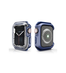 Apple Watch 7 45mm Uyumlu Zore Watch Gard 08 Sert PC + Silikon Koruyucu (Mavi)