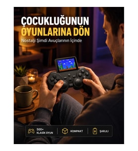 Mey İthalat® 2.4 İnç HD Renkli Ekranlı 500-in-1 Taşınabilir Retro Oyun Konsolu, Kablolu TV Bağlantıs