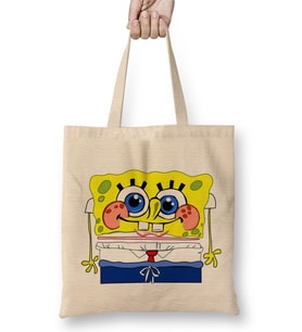 Cute Spongebob Süngerbob Bez Çanta Uzun Saplı