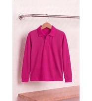 Unisex Çocuk Uzun Kollu Polo Yaka Lakost Okul Tişörtü