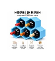 Açık Mavi Nostaji Modern Yatay Tasarım 5 Hazneli Şarap Şişe Stant