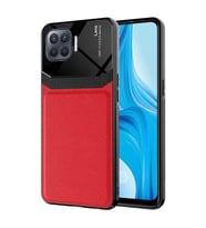 Oppo Reno 4 Lite Kılıf ?Zore Emiks Deri Görünümlü Kılıf (Kırmızı)