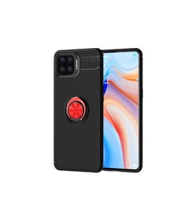 Oppo Reno A73 Uyumlu Kılıf Zore Ravel Silikon Kapak (Siyah-Kırmızı)