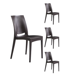 4 Adet Rattan Kahve Sandalye / Balkon-Bahçe-Teras