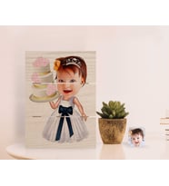 BK Gift Kişiye Özel Kız Çocuk Doğum Günü Karikatürlü Otantik Masaüstü Ahşap Palet Çerçeve-2 (Beyaz)