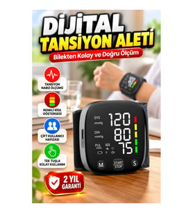 Bilekten Ölçüm Yapan Dijital Tansiyon Aleti – Renkli Risk Göstergeli, Çift Kullanıcı Hafızalı