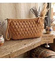 ChicLookDesign Bohem Stil Bilek Askılı El Örgüsü Hasır Çanta