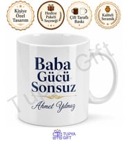 Baba Gücü Sonsuz Yazılı Kupa Bardak Babalar Günü Özel Hediye