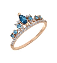Sirius Pırlanta ve Topaz Taşlı Elizabeth Tacı Yüzük 0747R0005