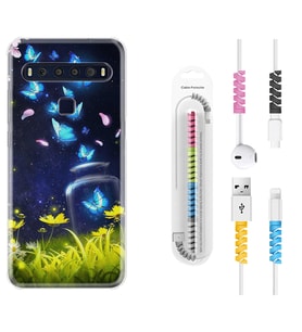 TCL 10L 10 Plus 10SE 20E 20SE 30SE L7 Kılıf Kablo Koruma Spiral Silikon Neon Butterflys 1309