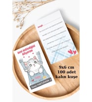 100 Happy Cat Teşekkür Kartı - Kedili Teşekkür Kartı - Not Kartı - Paketleme