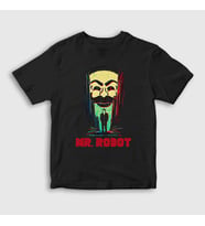 Presmono Unisex Çocuk Siyah Poster Hacker Mr Robot T-Shirt 410169tt