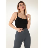 Miorre İnce Askılı Seamless Dantelli Desteksiz Büstiyer (Siyah)