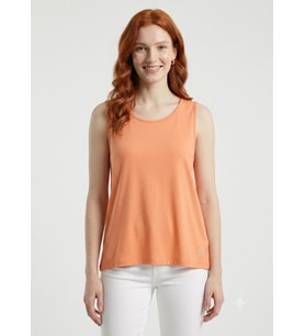 Kadın Basic Pamuklu Turuncu Askılı T-Shirt
