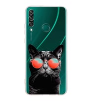 PrintiFy Huawei Y6P ile Uyumlu Kedi 3 Kamera Korumalı Şeffaf Kılıf