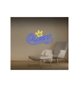Queen Yazılı Taç Figürlü Neon Tabela