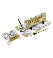 Kişiye Özel İmza Kalemli Masa İsimliği - Mermer Tasarımlı Elmas Saatli Premium Set (Model 1)