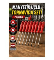 Manyetik Uçlu 7 Parça Tornavida Seti – Düz ve Yıldız Çelik Uçlar