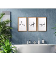 BK Home Banyo 3'lü El Yapımı Ahşap Çerçeveli Tablo-7