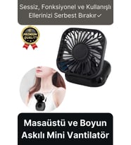 Çok Fonksiyonlu Taşınabilir Sessiz Serinletici Şarjlı Fan Masaüstü Ve Boyun Askılı Mini Vantilatör