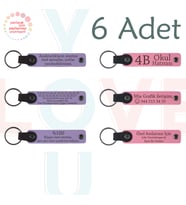 M Menekşe & Pembe, 6’lı Set, İsim Yazılabilen Deri Anahtarlık, Kültürel Festival Katılımcılarına Anı