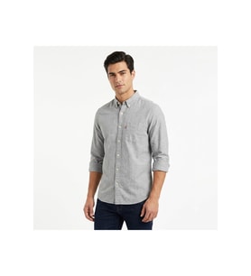 keten karışımlı slim fit uzun kol erkek gömlek jh-0020