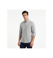 keten karışımlı slim fit uzun kol erkek gömlek jh-0020
