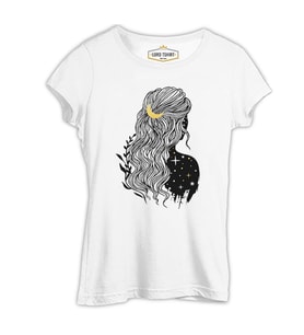 Hair by Moon Girl by Stars Beyaz Kadın Tshirt