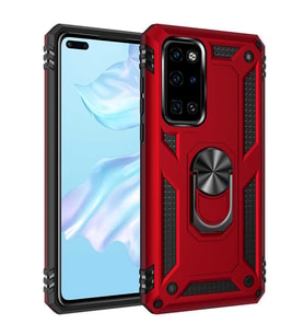 Huawei P40 Kılıf Metal For Car Yüzüklü Standlı Military Ring Serisi (Kırmızı)