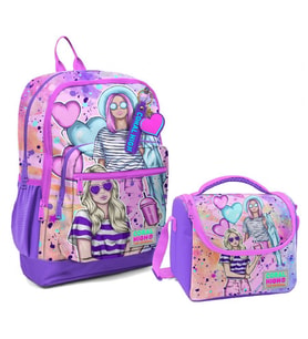Coral High Dört Bölmeli Kız Çocuk Okul Sırt Çantası ve Beslenme Seti - Pembe Mor Fashion Girl