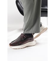 Shoetyle - Kahverengi Hakiki Deri Bağcıklı Erkek Günlük Ayakkabı 115-K525