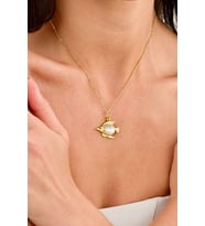14 K Gold Kaplama 925 Ayar Gümüş Sedef Balık Kolye