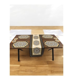 9 Parça Runner Ve Supla Seti Amerikan Servis Runner 40 X 140 Ve Bardak Altlığı
