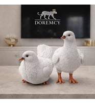 Doremcy Dekoratif Güvercin Biblo 2’li Set Polyester Kuş Obje Balkon Bahçe Salon Ev Dekorasyonu Hediyelik (Beyaz)
