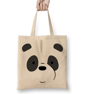 We Bare Bears Ice Bear Face Bez Çanta Uzun Saplı