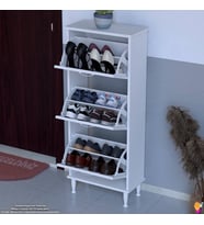 Modilayn VARBİ Kapı Önü 52 x 127 x 25,5 cm’ lik 3 Düşer Kapak 6 Göz Raf Bölmeli Ayakkabılık