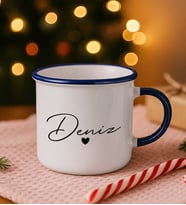 BK Gift Kişiye Özel İsimli Lacivert Emaye Kupa Bardak -3, Arkadaşa Hediye, Sevgiliye Hediye