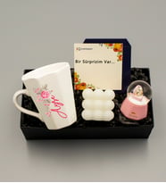 Kişiye Özel Beyaz Kupa & Bubble Mum & Pembe Küre