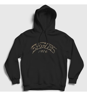 Presmono Unisex Siyah Logo Eagles Kapüşonlu Sweatshirt 145211tt
