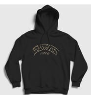 Presmono Unisex Siyah Logo Eagles Kapüşonlu Sweatshirt 145211tt