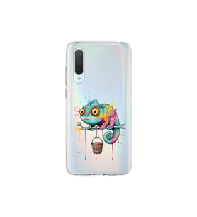 Xiaomi Mi 9 Lite ile Uyumlu Splash Bukalemun Tasarımlı Şeffaf Silikon Kılıf