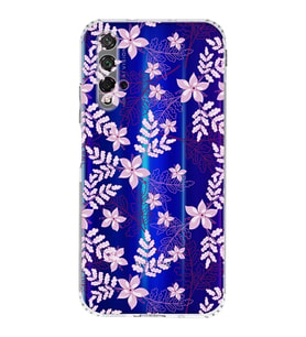 Huawei Honor 20  Kamera korumalı Kapak Floral Pudra Tasarımlı  Şeffaf Kılıf