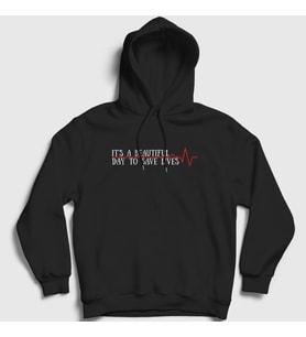 Presmono Unisex Beyaz Save Lives Hediye Hemşire Doktor Kapüşonlu Sweatshirt 472150tt (Siyah)