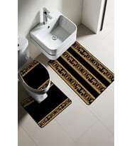 Modern Desenli Dijital Baskı 3’lü Banyo Paspas Takımı Yıkanabilir Kaymaz Tabanlı Klozet Takımı KLZ0038 (Çok Renkli)