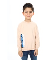 Toontoy Erkek Çocuk Ön ve Arka  Baskılı Sweatshirt (Bej)