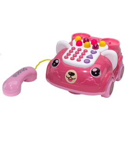 Sevimli Telefon Işıklı Sesli Klasik Telefon Pembe