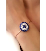 Nazar boncugu gümüş rose kelepçe bileklik