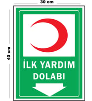 Metal İlk Yardım Dolabı 30 cm x 40 cm A3 Büyüklüğünde Uyarı Levhası Yönlendirme Tabelası