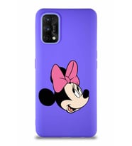 Realme 7 Pro Soft Premier Kapak Minnie Mouse-A Tasarımlı Silikon Kılıf - Mor (Şeffaf)